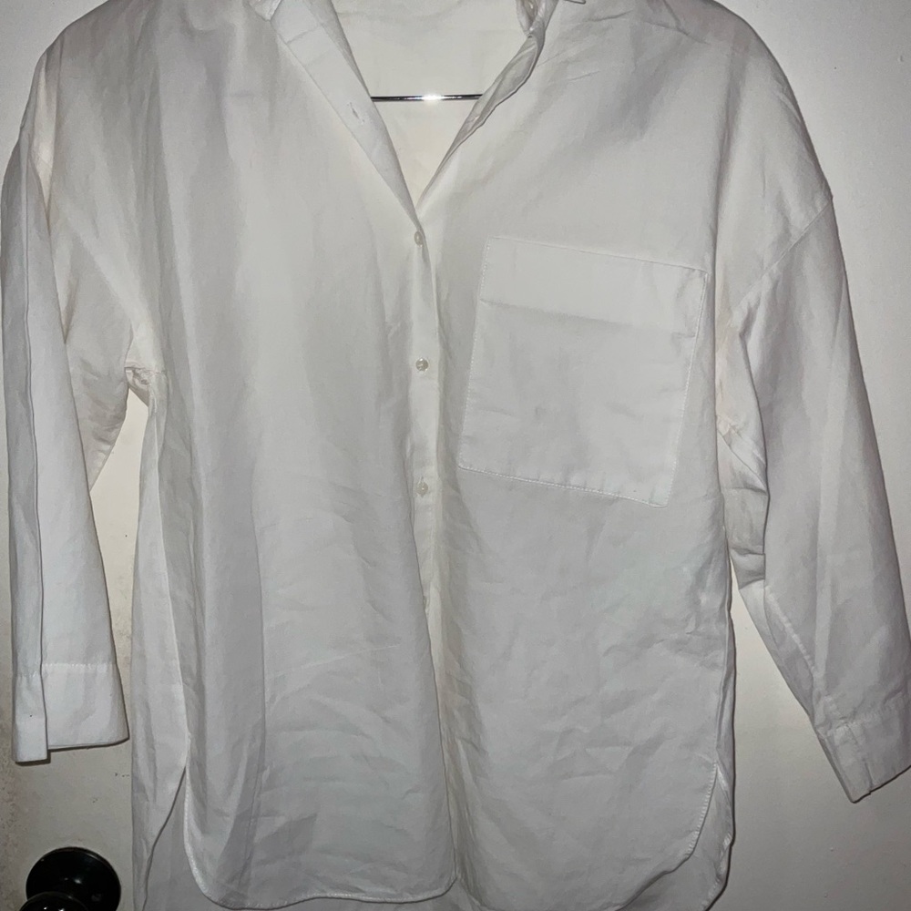 Zara Collection women’s white business casual dress Shirt size S